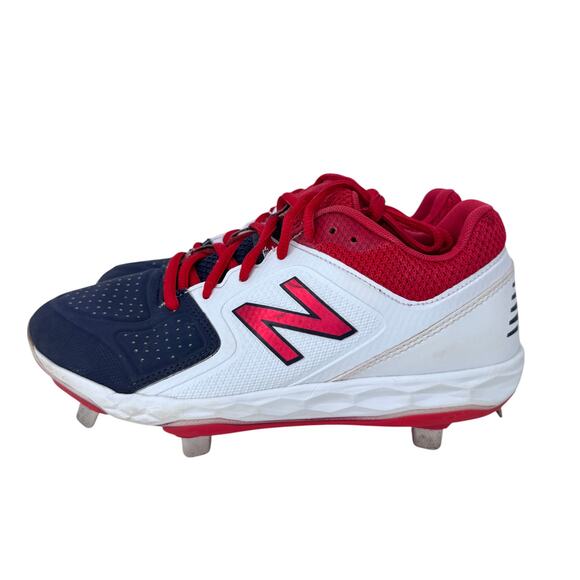 New Balance Fast Pitch Softball Metal Cleats Womens Size 6B Red Navy SMVELOA1 - Picture 2 of 7